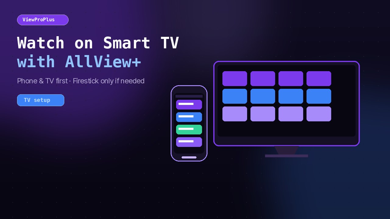 Smart TV setup cover — stylized TV and phone UI